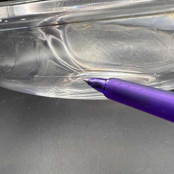 MCM substantial unsigned large clear glass triangular bowl heavy 3 pounds - Picture 3 of 8